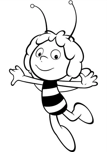 Coloring book of smiling flying bee Maja